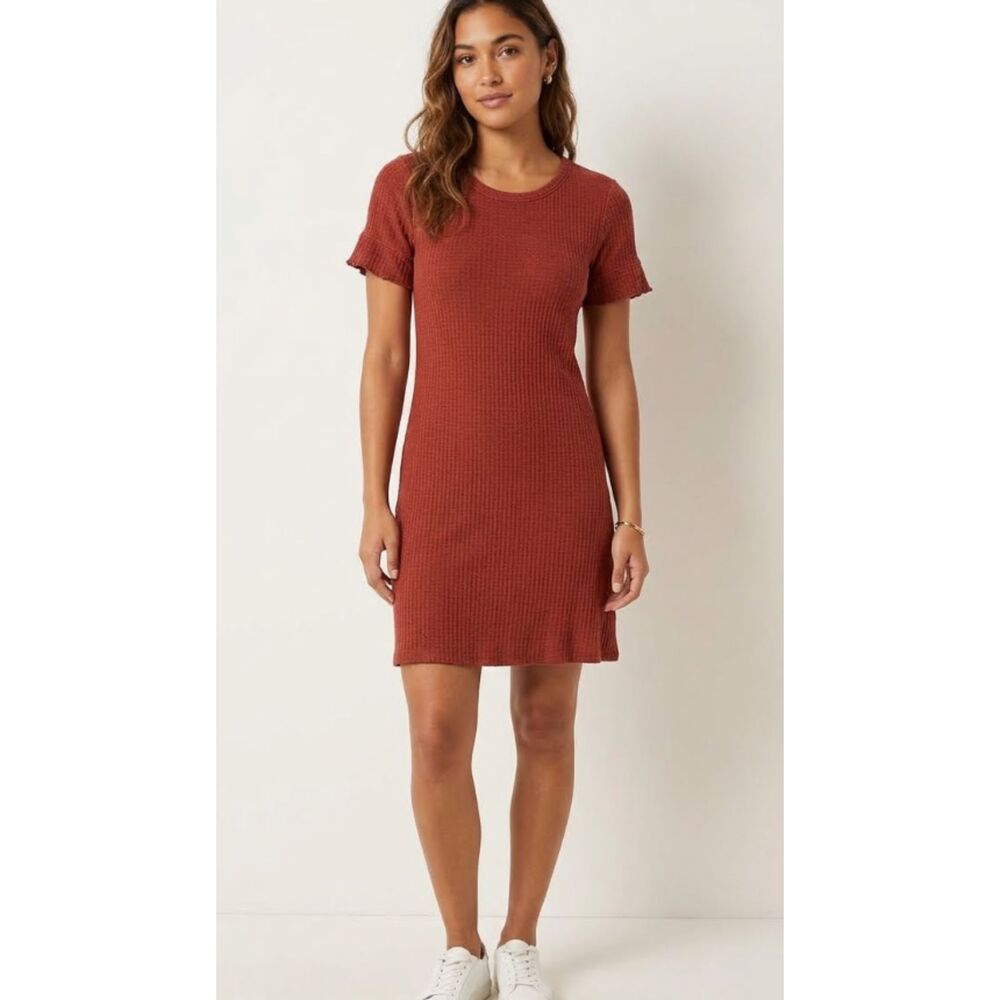 Free People Beach Waffle Knit Short Sleeve Shirt Dress Women's Size Small